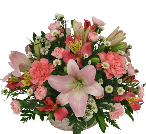 Pink Flowers in a Basket