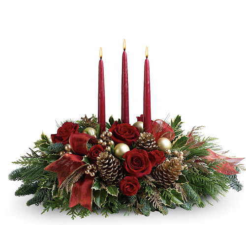 Teleflora's All is Bright Christmas Candle Centerpiece