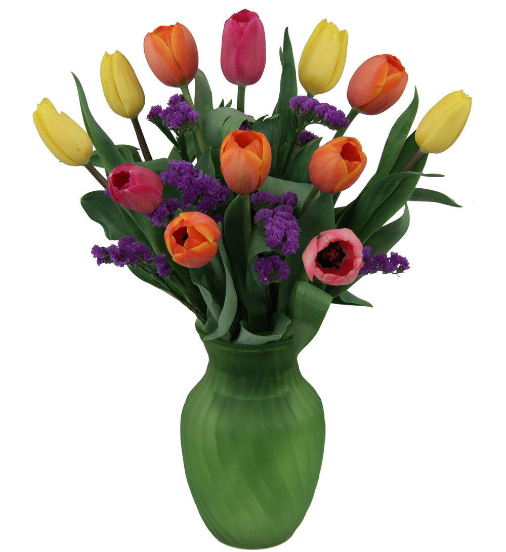 One Dozen Assorted Tulips in Vase · Tulips · Canada Flowers
