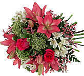 Beautiful handtied bouquet of fresh flowers in pink and white for Mother's Day. Same day delivery across Canada.
