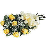 Give six yellow roses wrapped and tied with a matching bow. Same day flower and rose delivery across Canada.