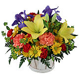 Festive flower basket for birthday gift giving across Canada.
