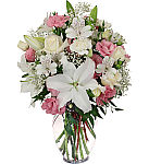 Pretty pink and white flower arrangement that is an inspired way to show her how much your special day means. Secure, private, trusted.