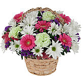 Give a Breath of Fresh Air with our easy to give arrangement of fresh flowers in a handled basket. Same day delivery across Canada.