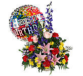 Canada Flowers birthday party basket with balloon makes a great birthday gift. And with same day delivery in Canada, it's perfect for last minute shopping.
