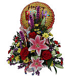 Our Happy Day! birthday flower arrangement is a fantastic, colourful gift for celebrating their special day. Includes a festive balloon. Same day Canada delivery.