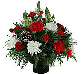 Canada Flowers presents another original flower arrangement for Christmas. We call it December. A perfect, affordable centerpiece for holiday gift giving throughout the month. We're sure you'll agree.