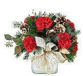 Christmas floral arrangement for under $50 including delivery. No service charges at checkout.