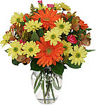 Send our Canada Flowers Original design, called Sunbeam. Pretty yellow, orange and pink flowers for same day delivery in Canada.