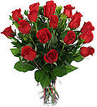 Premium arrangement of 18 long stem red roses for same day delivery across Canada. Canada Flowers online at canadaflowers.ca