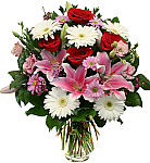 Premium flowers in white, red and pink featuring roses, Gerbera daisies, Stargazer lilies and more. Same day flower delivery across Canada.