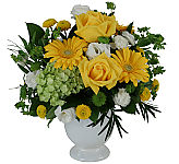 Send them some Sunlight Delight with this sunny styled arrangement! This sunny bouquet features bright gerbera, roses, hydrangea and more! Send them some sunshine today! 