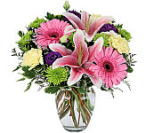 For any occasion and anytime send pink lilies, gerbera daisies, and more!