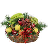 Send along this large basket of assorted fresh fruit with added seasonal trimmings and candy canes. Perfect for families, a staff room, the office, reception area and more. Merry Christmas!