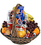 Delicious combination of healthy, fresh fruit with cheeses, crackers, hard candies, candy canes and other assorted snacks and treats. Same day canada florist delivery.