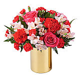 Fall in love at first sight with our Adore You Bouquet. Beautifully designed with pink roses, red carnations and sweet pink alstroemeria, this flower arrangement is sure to have them blushing all Valentine’s Day long!  