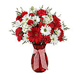Give her a beautiful FTD® vase arrangement of red roses paired with red carnations and baby's breath to show her your love and affection.