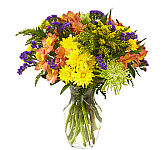 Flowers of yellow and green…and pops of orange and purple. Full of colour and texture, all you need is love and our Marmalade Skies Bouquet.