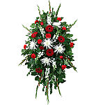 Send a traditional funeral spray in red and white blooms to express your sympathy at the funeral home. Trust Canada Flowers with your floral tributes at this difficult time. Secure, reliable, friendly... guaranteed.