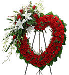 Our Heart of Love funeral wreath is a beautiful sympathy tribute and is available for delivery across Canada.