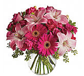 Teleflora's A Little Pink Me Up a pretty bowl of pinks.