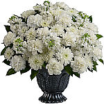 Teleflora's all white funeral arrangement, Pure Serenity, by Canada Flowers, Canada's National Florist.