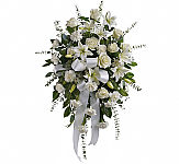 Teleflora's Sentiments of Serenity White Funeral Spray by Canada Flowers. Trusted funeral flower delivery services across Canada.