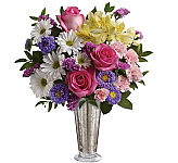 Send your best birthday wishes with this fantastic arrangement of roses, daisies, alstroemerias, asters and mini · carnations.
