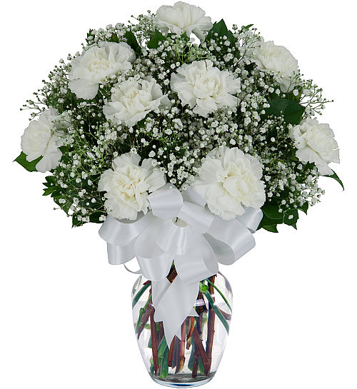 Nine White Carnations