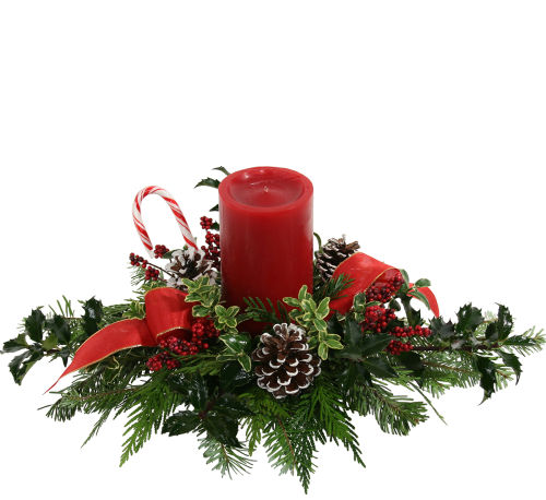 Red Pillar Candle Centerpiece