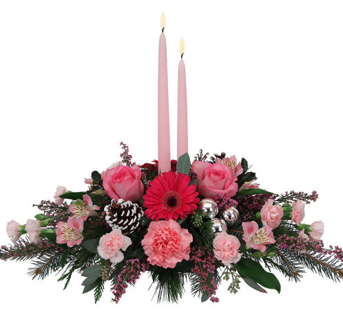 Pink Candle Centerpiece #CC35AA • Canada Flowers