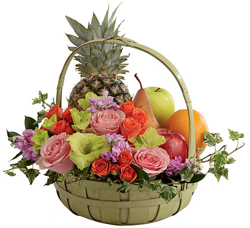 FTD® Rest in Peace Fruit & Flowers Basket