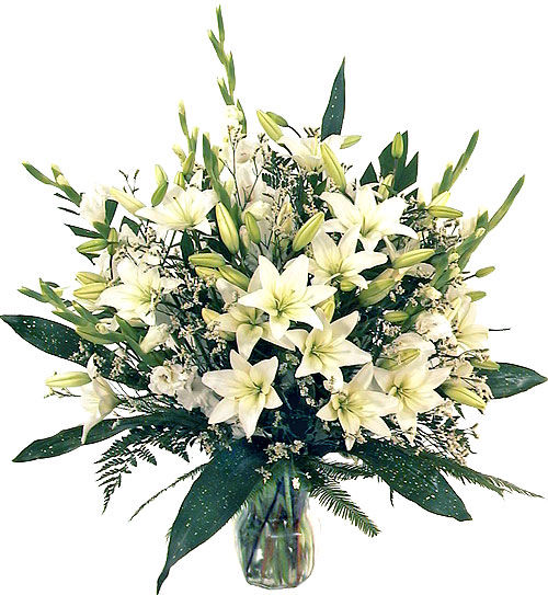 White Lilies and Gladiolus