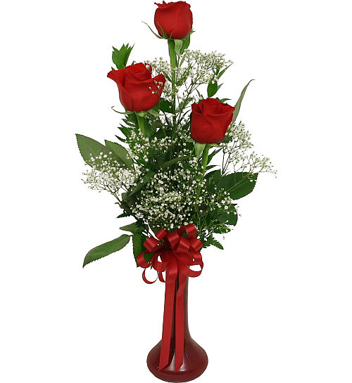 Red Roses Bud Vase