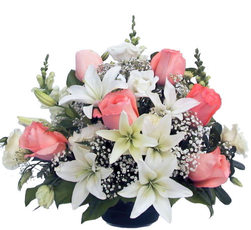 Pink Roses & White Lilies #SY16AA · Sympathy Flower ...