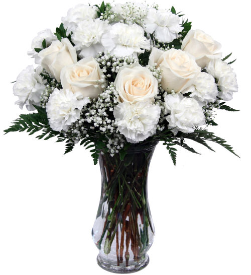 White Roses & White Carnations