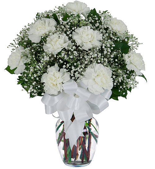 Nine White Carnations