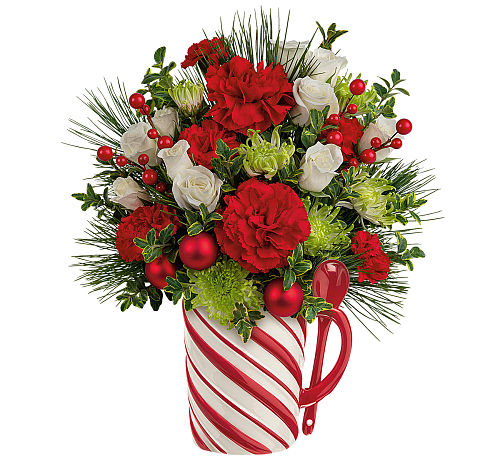Teleflora's Send a Hug Candy Cane Greeting Bouquet