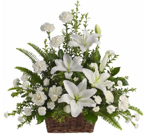Teleflora's Peaceful White Lilies Basket