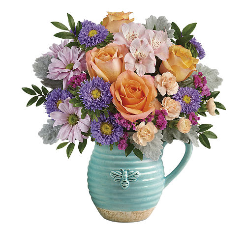 Teleflora's Busy Bee Pitcher Bouquet